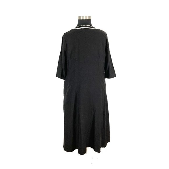 Niche Nilgun Derman XL Black Linen Tunic Top High Low Long Art To Wear Lagenlook - Picture 7 of 8